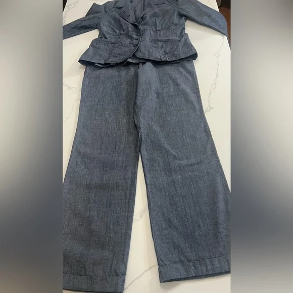 J.Jill Jacket and pants set Blue 100% Cotton Denim Like size 14 great condition - Picture 9 of 14